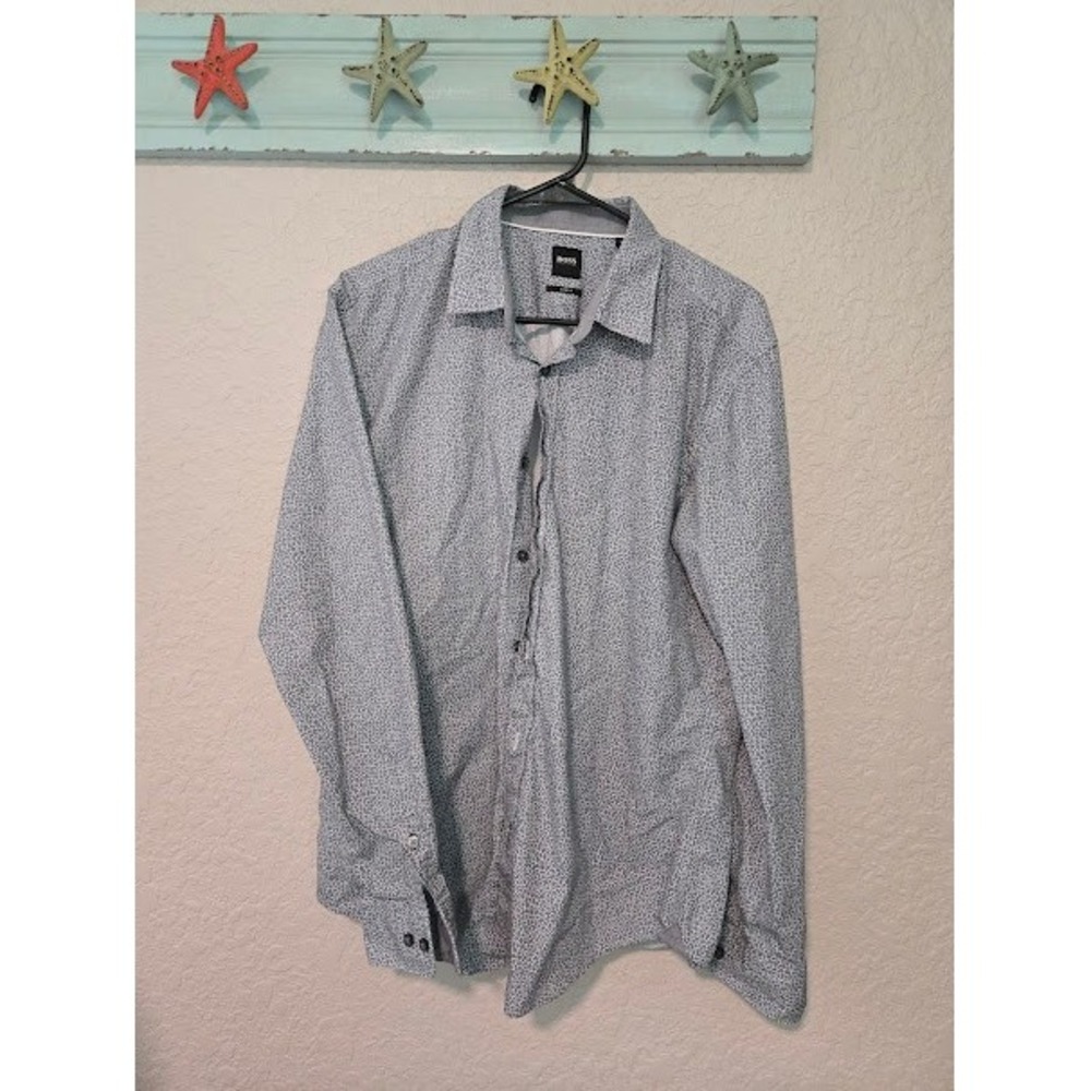Hugo Boss Blue Printed Button Down
